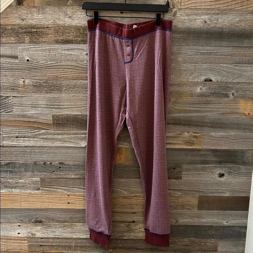 Free People Chill Evening Knit Pajama Set in Burgundy Wild Ginger Combo Large - Picture 3 of 9